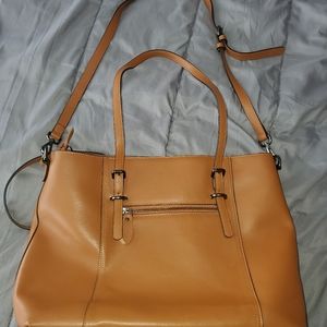 Large tan leather purse or weekend bag
